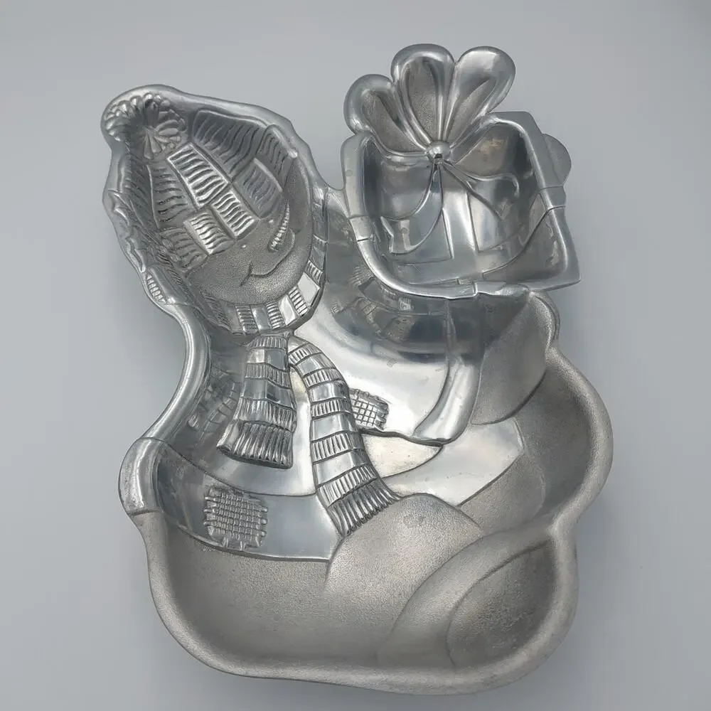 Lenox Yuletide Snowman Chip & Dip Metal Serveware Serving Tray‎ Platter